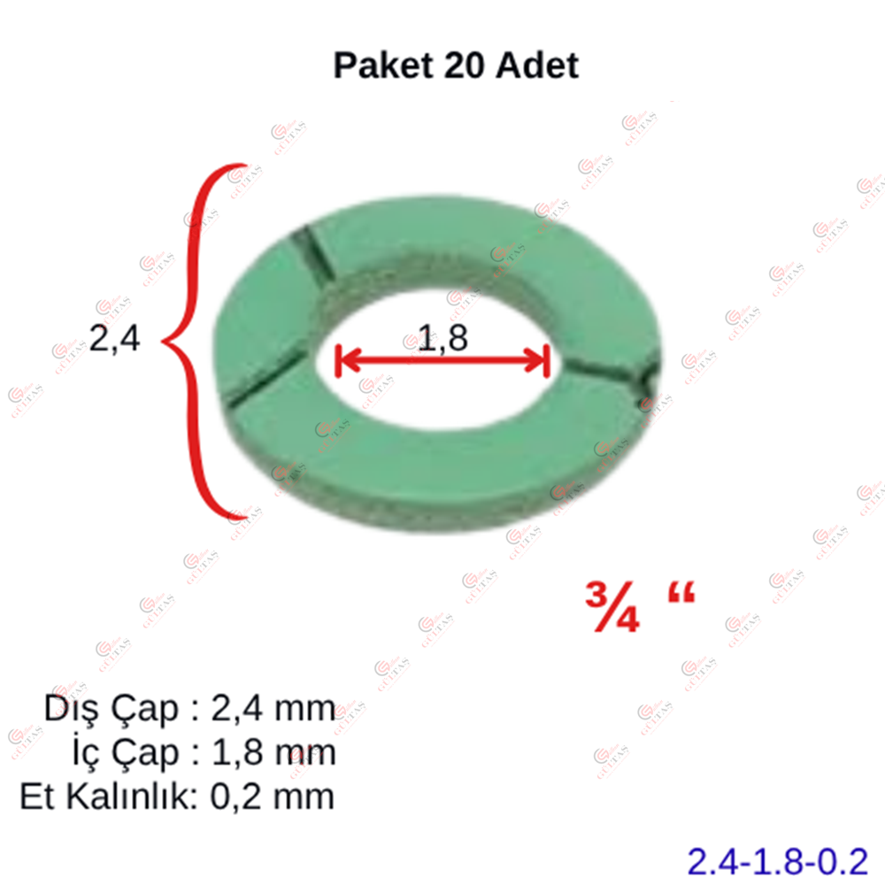 Klingrit Conta Yeşil 3/4'' Geniş Delik (20 Adet) 24*18*0,2