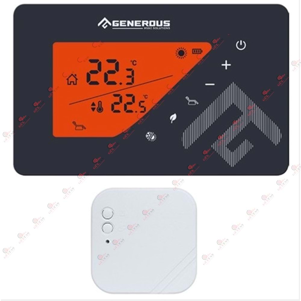 GENEROUS ODA TERMOSTATI KABLOSUZ RF PROGRAMLI FON ISIKLI DOKUNMATİK SİYAH
