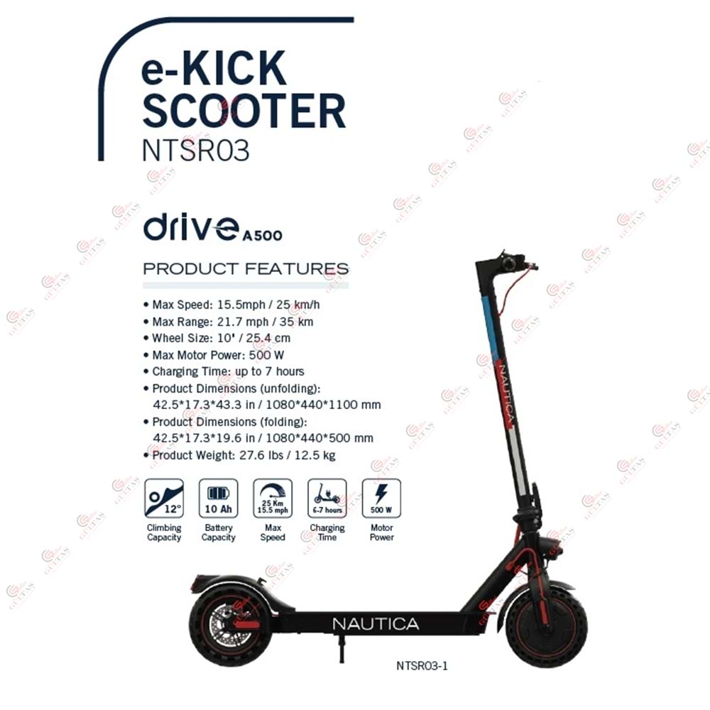 NAUTICA DRIVE A500 ELEKTRIKLI SCOOTER e-Kıck SCOOTER NTSR03