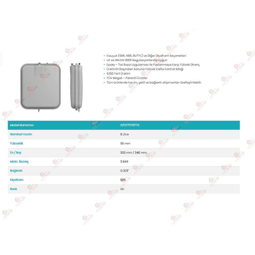 GENLEŞME TANKI ÖNAYSAN VIESSMANN KORD 8LT 3/8