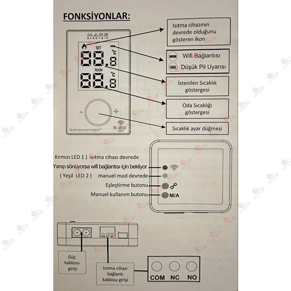 MARS S20 DİGİTAL WİFİ BEYAZ ODA TERMOSTAT