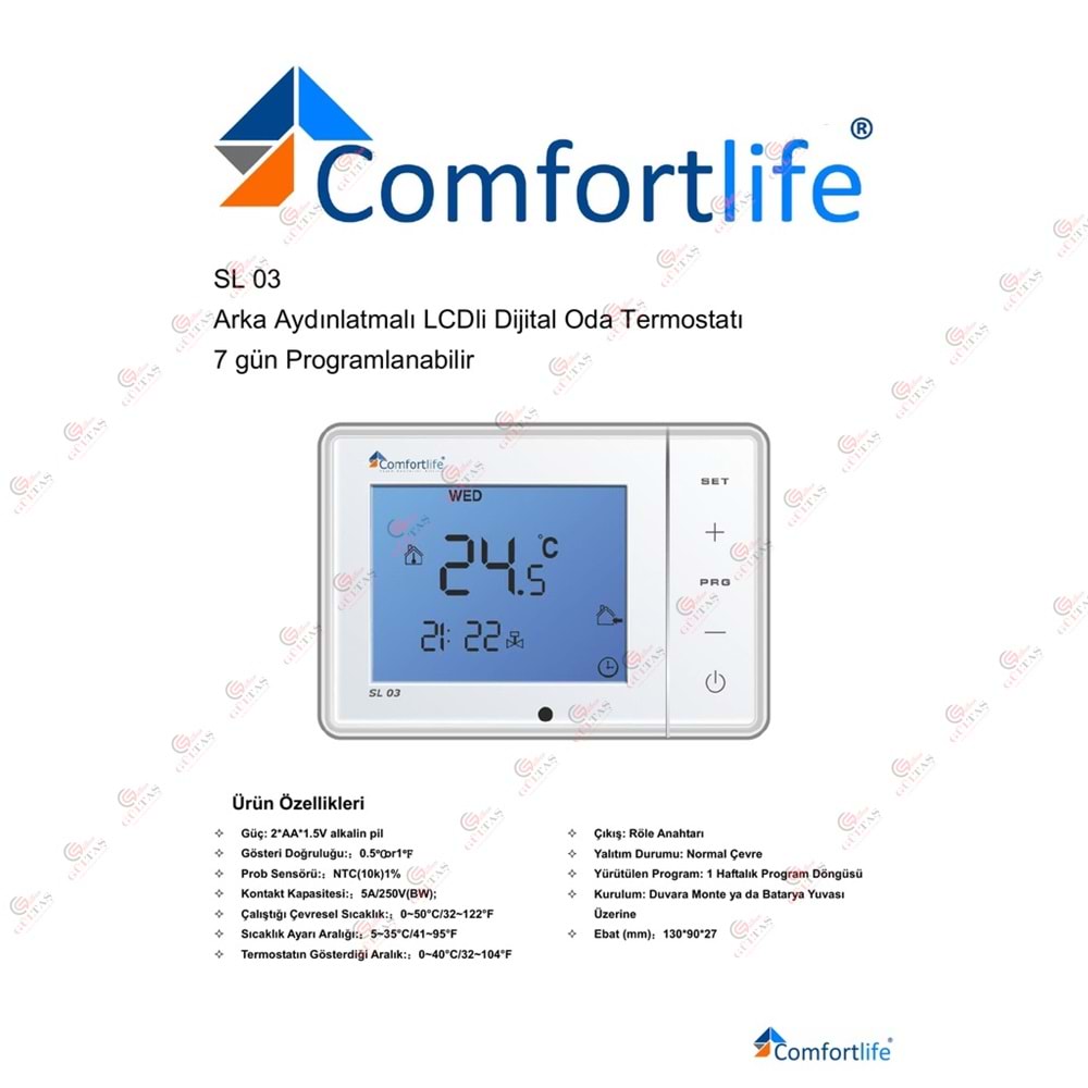 COMFORTLİFE KABLOLU ODA TERMOSTATI PROGRAMLANABİLİR