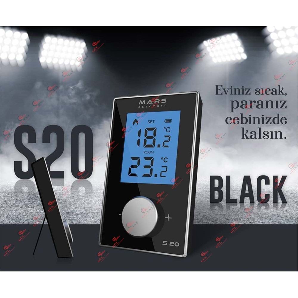 MARS S20 KABLOSUZ ODA TERMOSTATI SİYAH