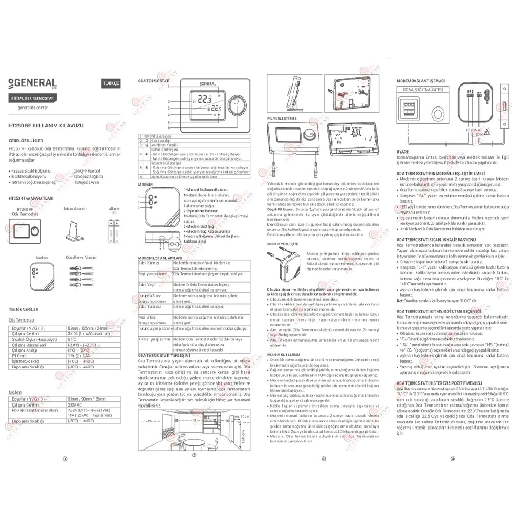 GENERAL HT250 RF KABLOSUZ ODA TERMOSTAT