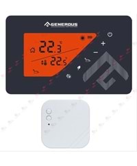 GENEROUS ODA TERMOSTATI KABLOSUZ RF PROGRAMLI FON ISIKLI DOKUNMATİK SİYAH