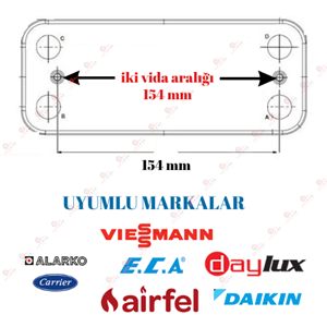 Termoline Plakalı Eşanjör 12 Plaka 154 MM Y.Serena Viessmann Alarko