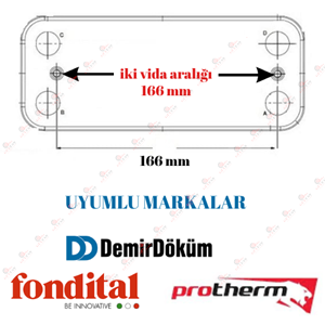 Termoline Plakalı Eşanjör 12 Plaka 166 MM Demirdöküm