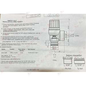 Eca Baymak Geçme 3 Bar Emniyet Ventili (orjinal)