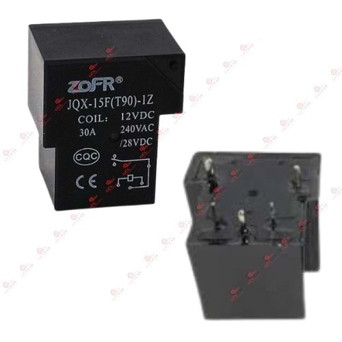 12VDC 30A ZOFR Röle - JQX-15F-T90-1A (5 pin)
