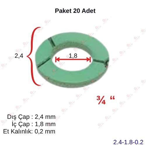 Klingrit Conta Yeşil 3/4'' Geniş Delik (20 Adet) 24*18*0,2