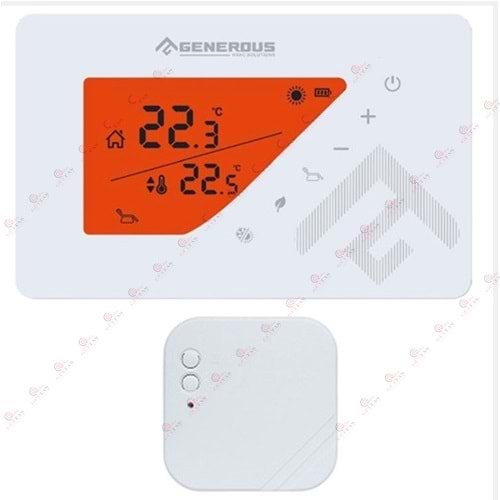 GENEROUS ODA TERMOSTATI KABLOSUZ RF PROGRAMLI FON ISIKLI DOKUNMATİK BEYAZ