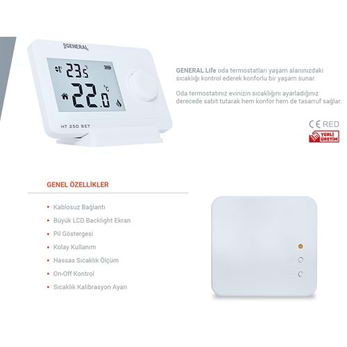 GENERAL HT 250 SET KABLOSUZ ODA TERMOSTATI
