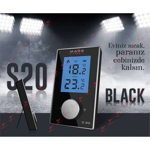 MARS S20 KABLOSUZ ODA TERMOSTATI SİYAH